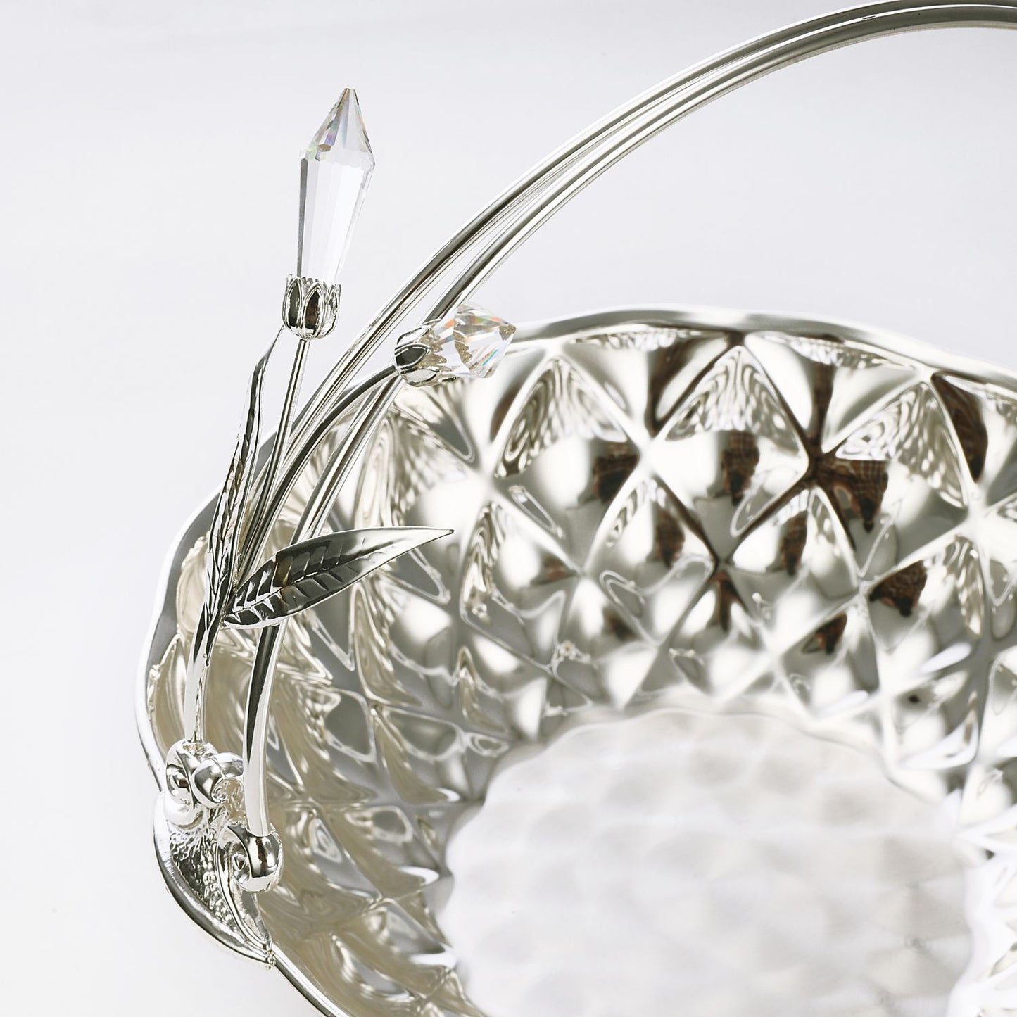 Silver Plated Basket With Crystal Handle