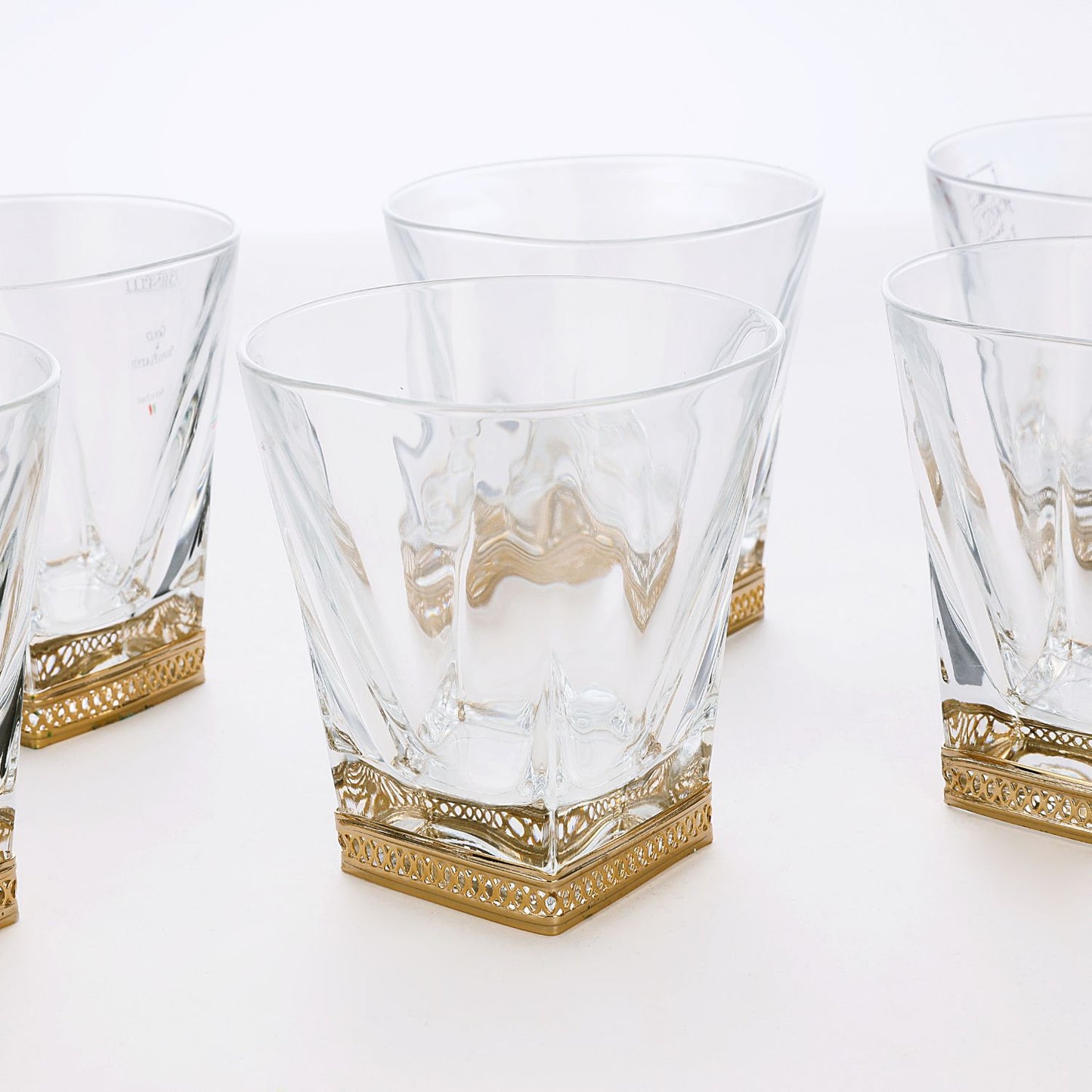 V Shape Whiskey Glass With Golden Detail