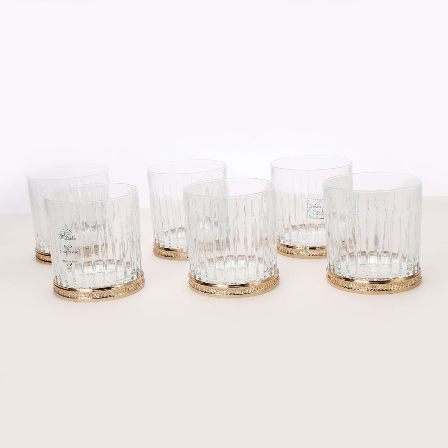 Round Whiskey Glass With Rose Gold Detail