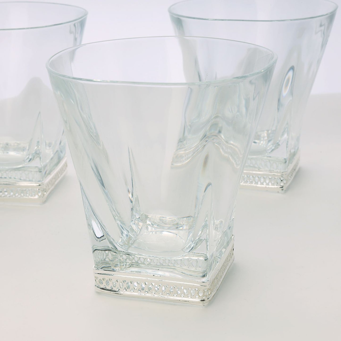 V Shape Whisky Glass With Silver Detail