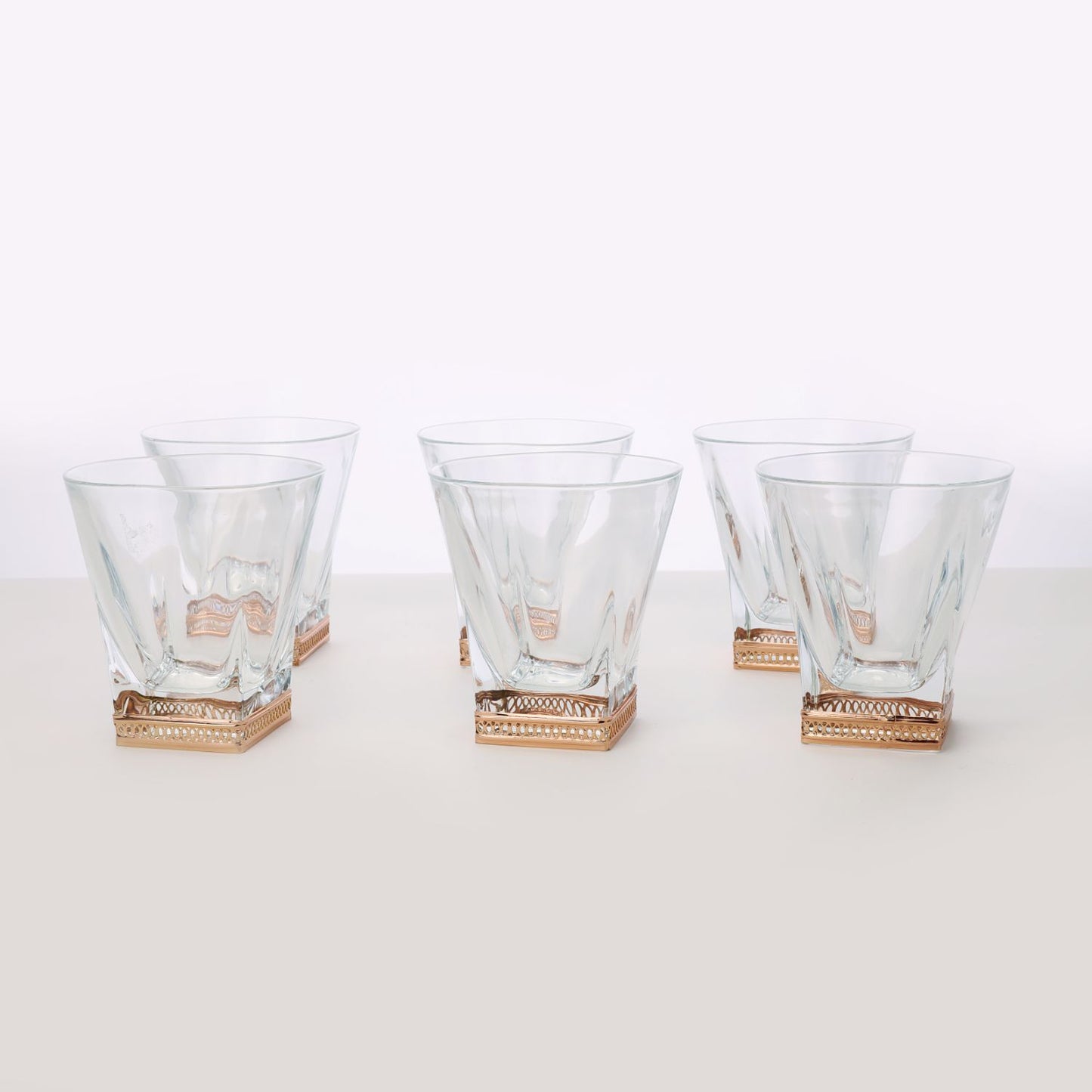 V Shape Whisky Glass With Rose Gold Detail