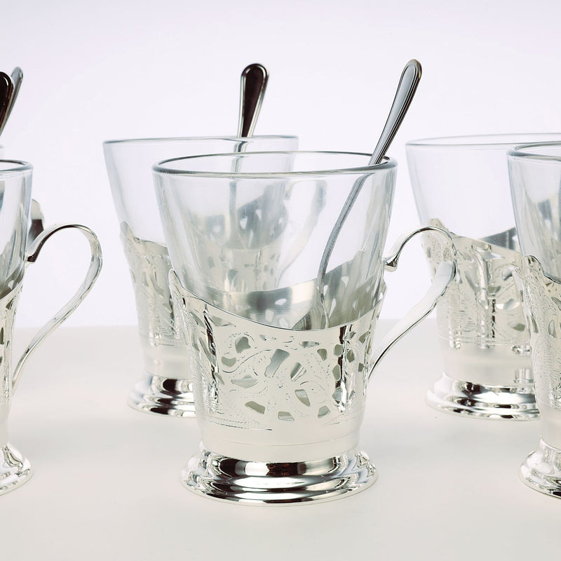 Tea Glasses with Metal Detail - Set of 6