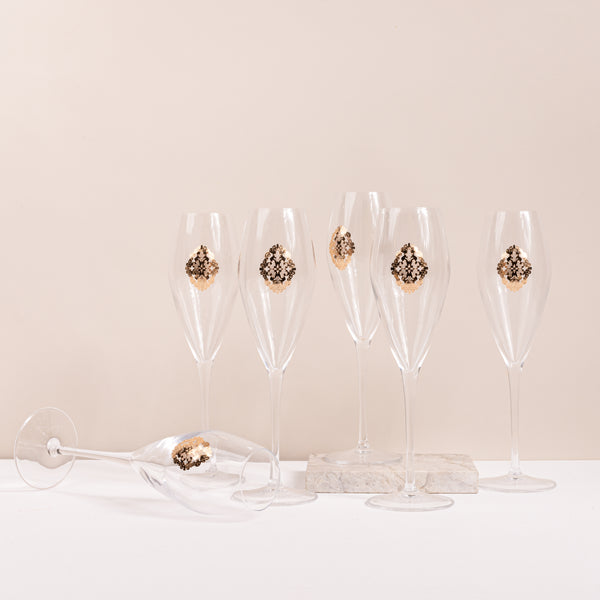 Champagne Glass With Rose Gold Detail