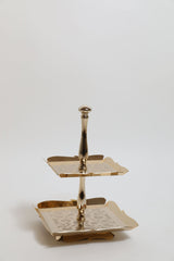 Gold Plated Two Tire Cake Stand